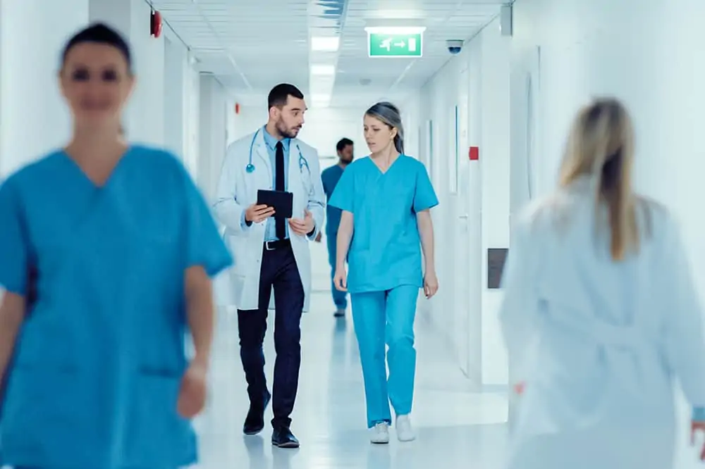 Hospital Workers Walking